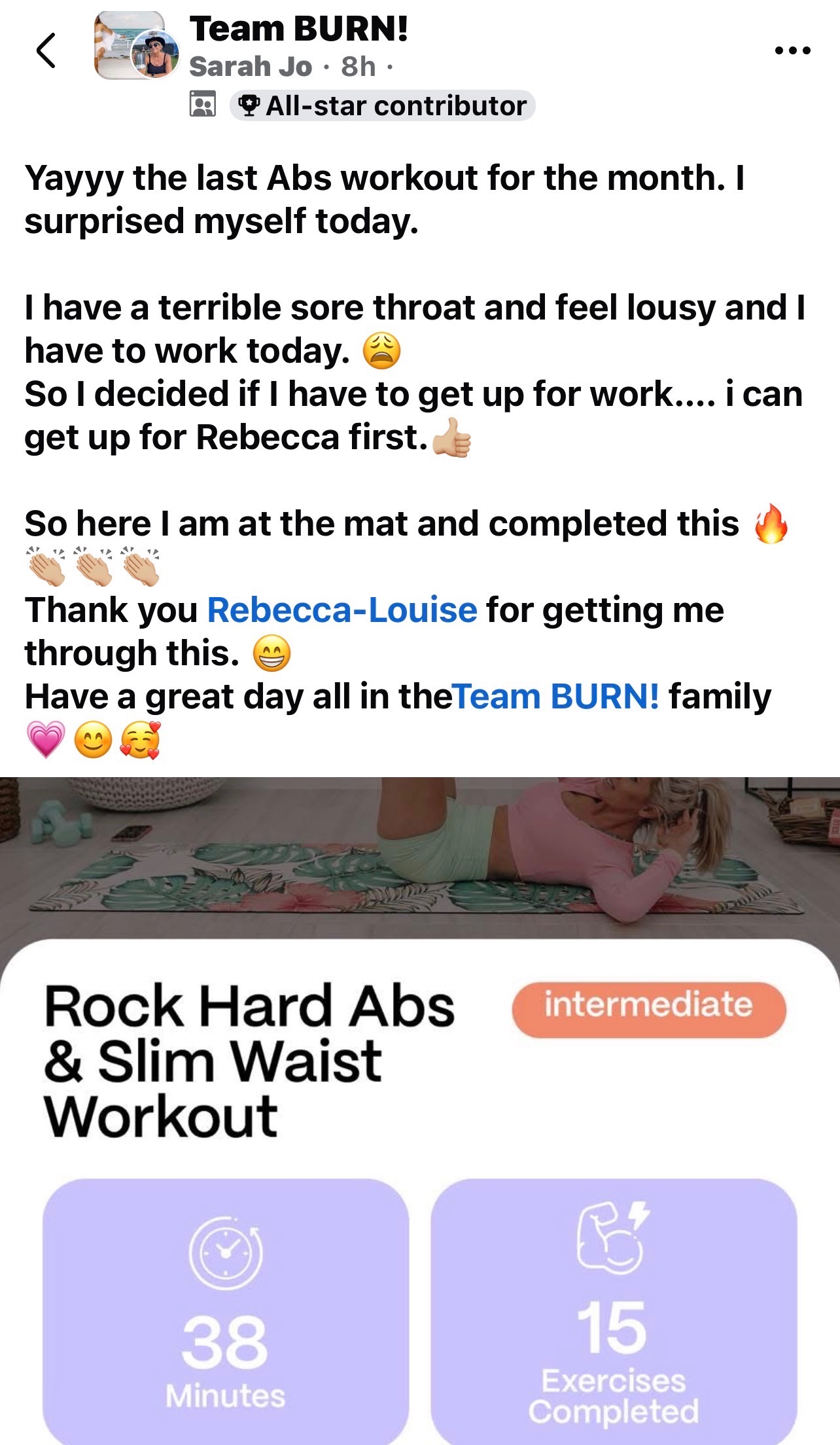 BURN member testimonial